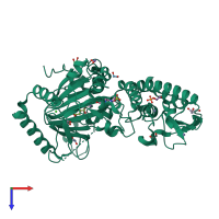 PDB entry 5fz8 coloured by chain, top view.