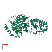 PDB entry 5fz9 coloured by chain, top view.