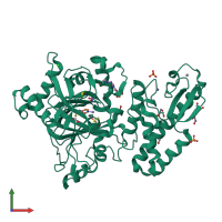 PDB entry 5fzb coloured by chain, front view.