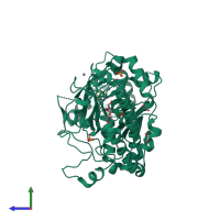 PDB entry 5fzb coloured by chain, side view.