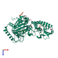 PDB entry 5fzc coloured by chain, top view.