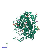 PDB entry 5fzf coloured by chain, side view.