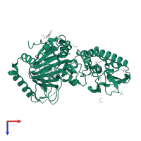 Lysine-specific demethylase 5B in PDB entry 5fzf, assembly 1, top view.