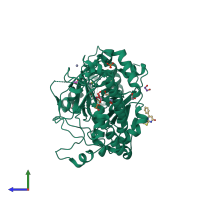 PDB entry 5fzg coloured by chain, side view.