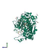 PDB entry 5fzi coloured by chain, side view.