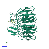PDB entry 5fzj coloured by chain, side view.