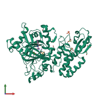 PDB entry 5fzk coloured by chain, front view.