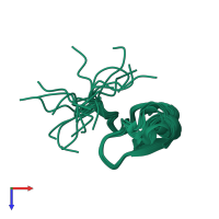 PDB entry 5fzx coloured by chain, ensemble of 20 models, top view.