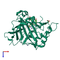 PDB entry 5g01 coloured by chain, top view.