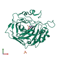 PDB entry 5g03 coloured by chain, front view.