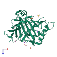 PDB entry 5g0c coloured by chain, top view.