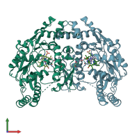 PDB entry 5g0n coloured by chain, front view.