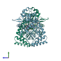 PDB entry 5g0n coloured by chain, side view.