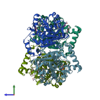 PDB entry 5g0u coloured by chain, side view.