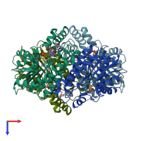 PDB entry 5g0u coloured by chain, top view.