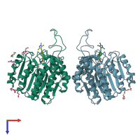 PDB entry 5g1c coloured by chain, top view.