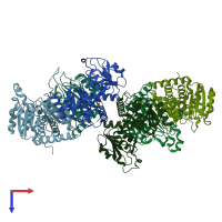 PDB entry 5g1o coloured by chain, top view.