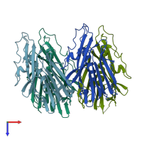 PDB entry 5g23 coloured by chain, top view.