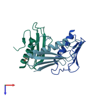 PDB entry 5g2f coloured by chain, top view.