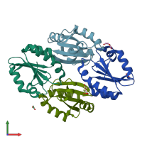 PDB entry 5g30 coloured by chain, front view.