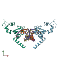 PDB entry 5g33 coloured by chain, front view.