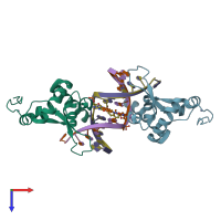PDB entry 5g33 coloured by chain, top view.