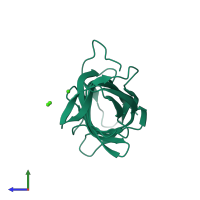 PDB entry 5g38 coloured by chain, side view.