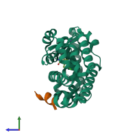 PDB entry 5g42 coloured by chain, side view.