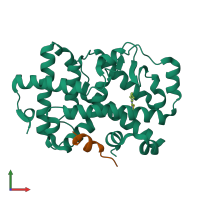 PDB entry 5g43 coloured by chain, front view.