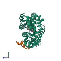 PDB entry 5g44 coloured by chain, side view.