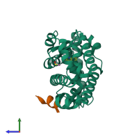 PDB entry 5g45 coloured by chain, side view.