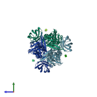PDB entry 5g47 coloured by chain, side view.