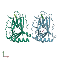 PDB entry 5g4n coloured by chain, front view.