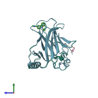 PDB entry 5g4n coloured by chain, side view.