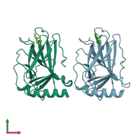 PDB entry 5g4o coloured by chain, front view.