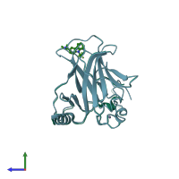 PDB entry 5g4o coloured by chain, side view.