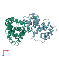 PDB entry 5g4p coloured by chain, top view.