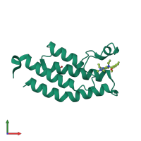 Monomeric assembly 1 of PDB entry 5g4s coloured by chemically distinct molecules, front view.