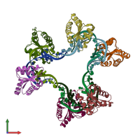 PDB entry 5g4u coloured by chain, front view.