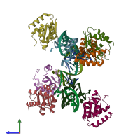 PDB entry 5g4u coloured by chain, side view.