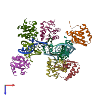PDB entry 5g4u coloured by chain, top view.