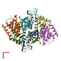 PDB entry 5g4v coloured by chain, top view.