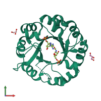 PDB entry 5g4w coloured by chain, front view.