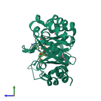 PDB entry 5g4w coloured by chain, side view.
