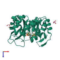 PDB entry 5g4w coloured by chain, top view.