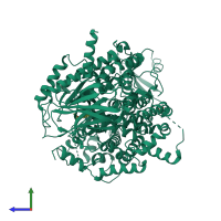 PDB entry 5g55 coloured by chain, side view.