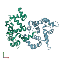 PDB entry 5g58 coloured by chain, front view.