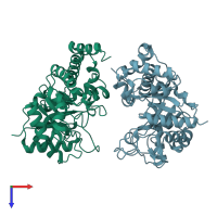 PDB entry 5g5u coloured by chain, top view.