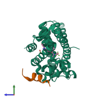 PDB entry 5g5w coloured by chain, side view.