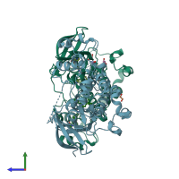 PDB entry 5g6v coloured by chain, side view.